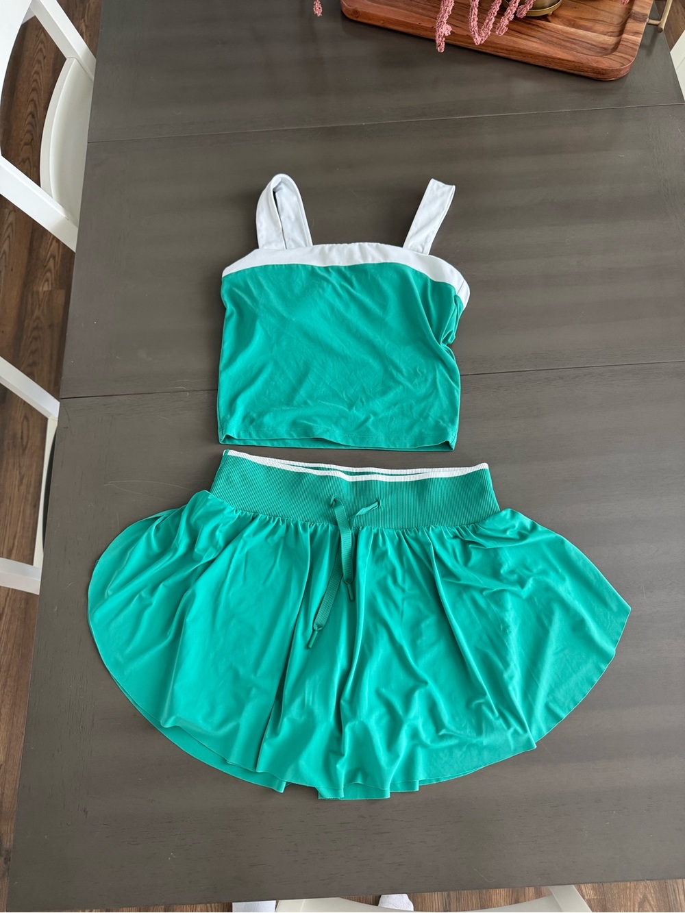 all in motion Teal and White Two-Piece Mini Skirt Set